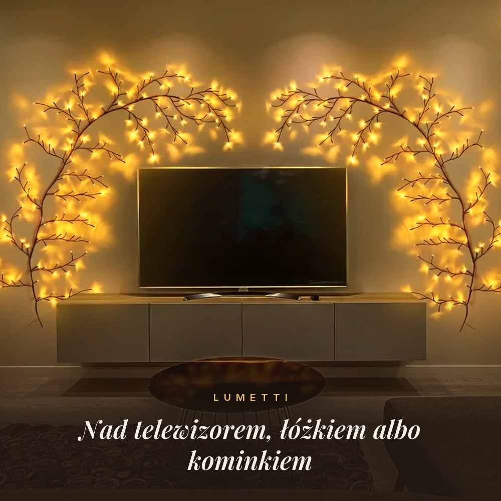 Gałązki LED wokół telewizora